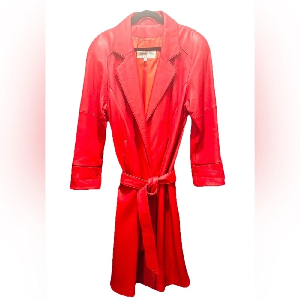 Jonathan Paris Vintage Women’s Red Leather Trench Coat Size XS - Picture 3 of 5